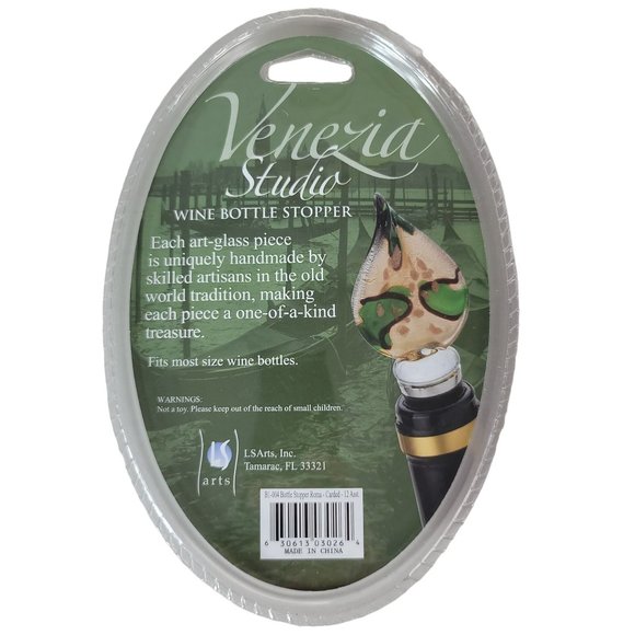 NEW LS Arts Venezia Studio Wine Bottle Stopper Brown 5" Twisted Diamond Square - Picture 4 of 6